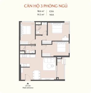 Thiết kế căn hộ 3 PN MIK Bắc Ninh