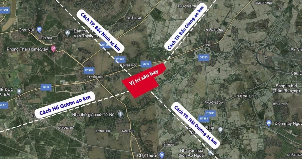 Tọa độ kết nối từ Sân bay Gia Bình